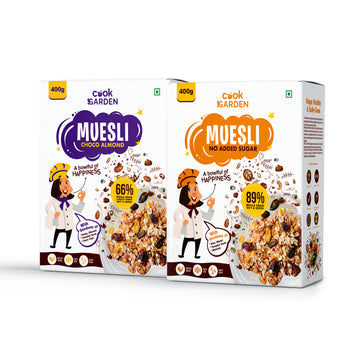 Choco Almond & No Added Sugar Combo | Healthy Protein Food & Breakfast Cereal, 400g*Pack of 2